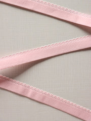 Load image into Gallery viewer, Light Pink Plush Back Satin Strap, Scallop Elastic, Rings/Sliders/G-Hooks &amp; Closures
