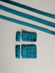 Load image into Gallery viewer, Teal Plush Back Satin Strap, Scallop Elastic &amp; Closures
