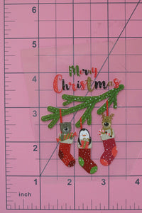 Merry Christmas Hanging Stockings Heat Transfer, Iron-On
