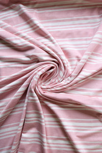 Pink & White Stripe Jersey Knit; Designer Ends
