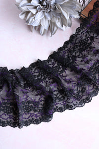 Black & Purple 6" Wide Stretch Lace
