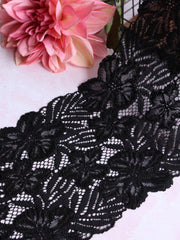 Load image into Gallery viewer, True Black 7.5" Wide Stretch Lace