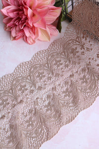 Taupe 7.5" Wide Stretch Lace