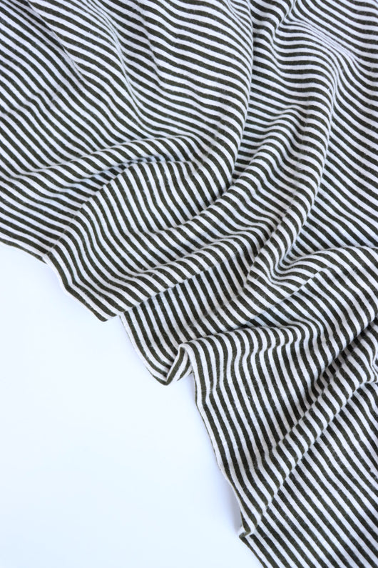 Olive & Ivory Jacquard Vertical Stripe Sweater Knit