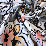 Load image into Gallery viewer, Floral Sketches on White 100% Cotton Jersey
