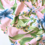 Load image into Gallery viewer, Blue Blossoms on Pink 100% Cotton Jersey
