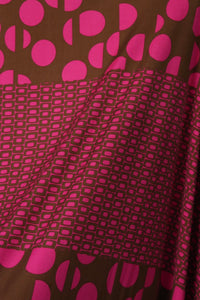 Pink & Brown Geometric 100% Silk Jersey