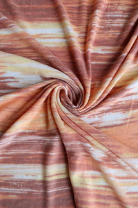 Terracotta & Peach Paint Streaks Alpaca Soft Brushed Sweater Knit