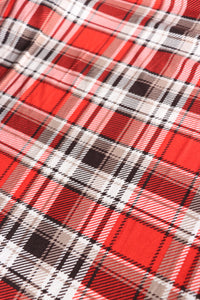 Hot Red & Dark Brown Plaid Double Brushed Poly