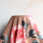 Load image into Gallery viewer, Maya Floral on Taupe Double Brushed Poly
