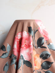 Load image into Gallery viewer, Maya Floral on Taupe Double Brushed Poly