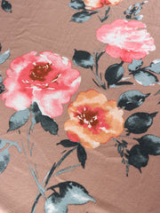 Load image into Gallery viewer, Maya Floral on Taupe Double Brushed Poly