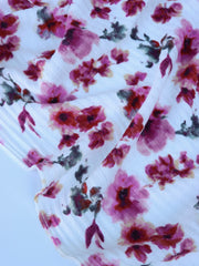 Load image into Gallery viewer, Claudia (Rose/Burgundy) on Ivory Pointelle Rib Knit