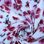 Load image into Gallery viewer, Claudia (Rose/Burgundy) on Ivory Pointelle Rib Knit
