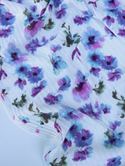 Load image into Gallery viewer, Claudia (Purple/Blue) on Ivory Pointelle Rib Knit