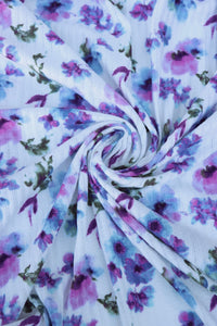 Claudia (Purple/Blue) on Ivory Pointelle Rib Knit
