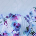 Load image into Gallery viewer, Claudia (Purple/Blue) on Ivory Pointelle Rib Knit

