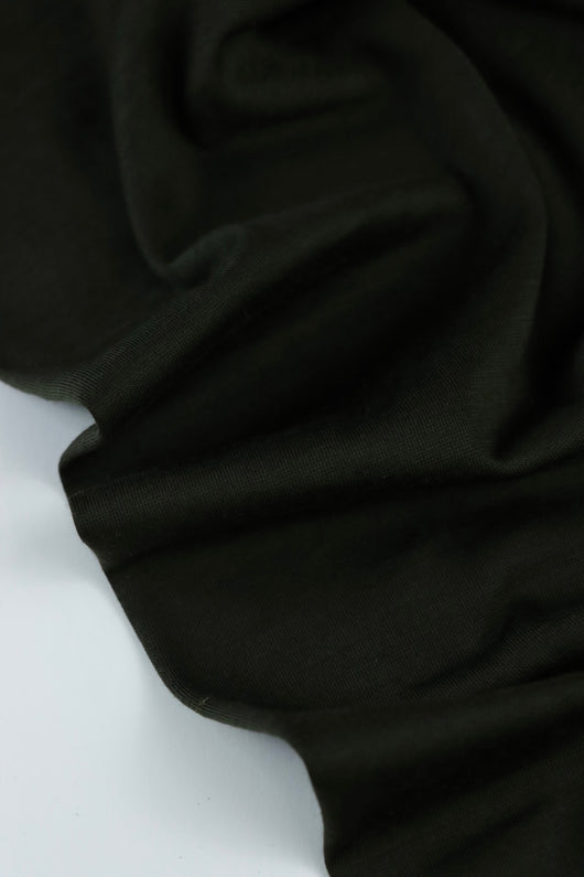 Dark Olive Kerry 100% Superwash Wool Jersey Knit | By The Half Yard