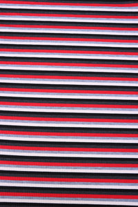 Red/Black/Ivory/Charcoal/Heather Gray Stripe 4x2 Rib Knit