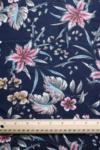 Grace Floral on Navy Wool Dobby