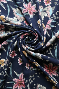 Grace Floral on Navy Wool Dobby