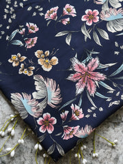 Load image into Gallery viewer, Grace Floral on Navy Wool Dobby
