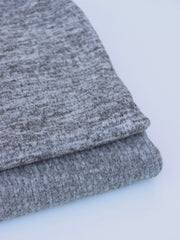 Load image into Gallery viewer, Marled Light Gray Brushed 4x1 Ribbed Sweater Knit

