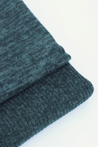 Marled Hunter Green Brushed 4x1 Ribbed Sweater Knit