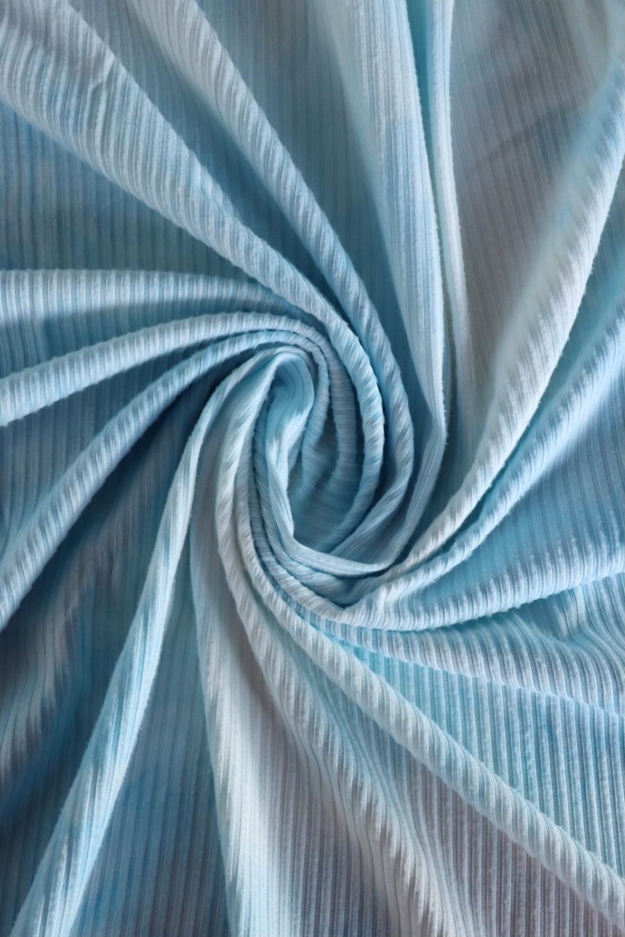 Powder Rib Color Powder & Blue Tie Dye Yummy Rib Knit | Surge Fabric Shop