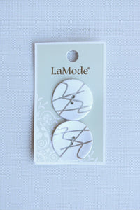 1 1/8" White Zig Zag Agoya Shell Buttons | LaMode