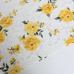 Load image into Gallery viewer, White &amp; Yellow Floral 11&quot; Wide Stretch Lace
