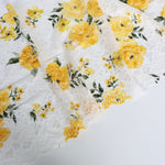Load image into Gallery viewer, White &amp; Yellow Floral 11&quot; Wide Stretch Lace
