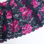 Load image into Gallery viewer, Navy &amp; Fuchsia Floral 11.25" Wide Stretch Lace
