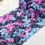 Load image into Gallery viewer, Navy/Pink/Aqua Tie Dye 11&quot; Wide Stretch Lace
