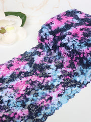 Load image into Gallery viewer, Navy/Pink/Aqua Tie Dye 11&quot; Wide Stretch Lace
