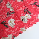 Load image into Gallery viewer, Beige Floral on Red 10.75&quot; Wide Stretch Lace
