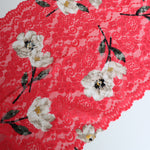 Load image into Gallery viewer, Beige Floral on Red 10.75&quot; Wide Stretch Lace
