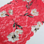 Load image into Gallery viewer, Beige Floral on Red 10.75&quot; Wide Stretch Lace

