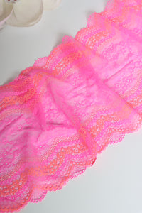 Neon Pink & Orange 8.75" Wide Stretch Lace