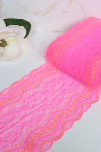 Neon Pink & Orange 8.75" Wide Stretch Lace