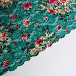 Load image into Gallery viewer, Magenta Floral on Teal 11&quot; Wide Stretch Lace
