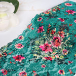 Load image into Gallery viewer, Magenta Floral on Teal 11&quot; Wide Stretch Lace
