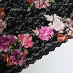 Load image into Gallery viewer, Black/Pink/Coral/Blush Floral 11&quot; Wide Stretch Lace
