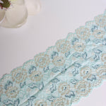 Load image into Gallery viewer, 29IN REMNANT; Blue &amp; Beige Floral 7&quot; Wide Stretch Lace
