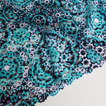 Load image into Gallery viewer, 25IN REMNANT; Navy/Teal/White Mandalas 11.25&quot; Wide Stretch Lace
