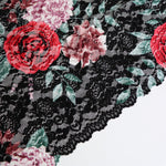 Load image into Gallery viewer, Rose Garden on Black 11&quot; Wide Stretch Lace
