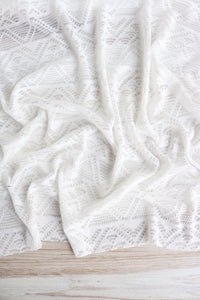 White Geometric Stripe Crochet Lace