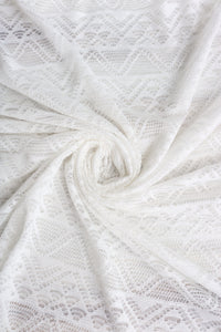 White Geometric Stripe Crochet Lace