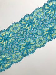 Load image into Gallery viewer, Blue &amp; Yellow 6.75&quot; Wide Stretch Lace
