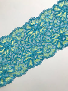 Blue & Yellow 6.75" Wide Stretch Lace